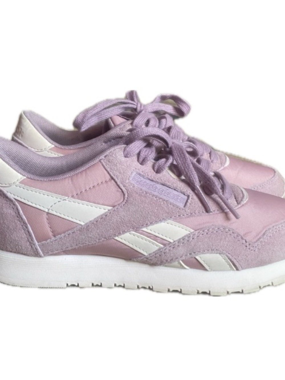 Reebok Lavender and White Low-Top Girls Sneakers Size 6.5